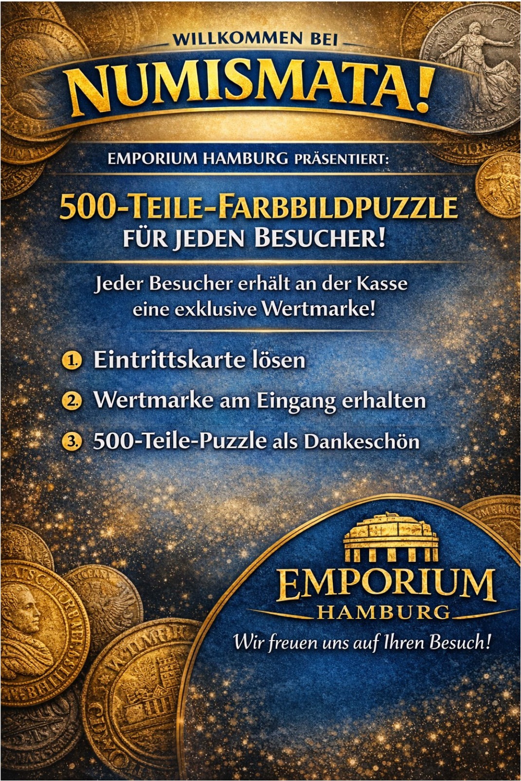 Emporium Hamburg 500-Teile-Farbbildpuzzle Besucheraktion auf der NUMISMATA Berlin 2026