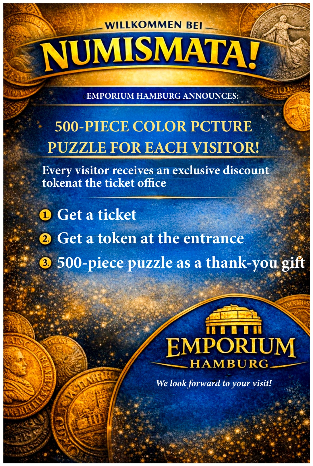 Emporium Hamburg 500-piece puzzle visitor promotion at Numismata Berlin 2026